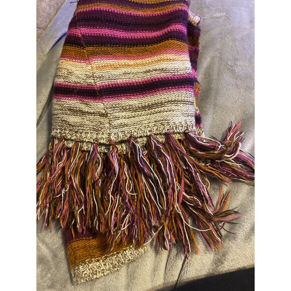 Women’s L Cardigan Bohemian Fringe Multicolor Striped Knit Hippie South… - Picture 11 of 12